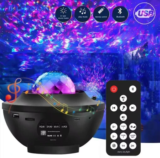 LED hvězdný projektor s Bluetooth reproduktorem – noční světlo pro děti