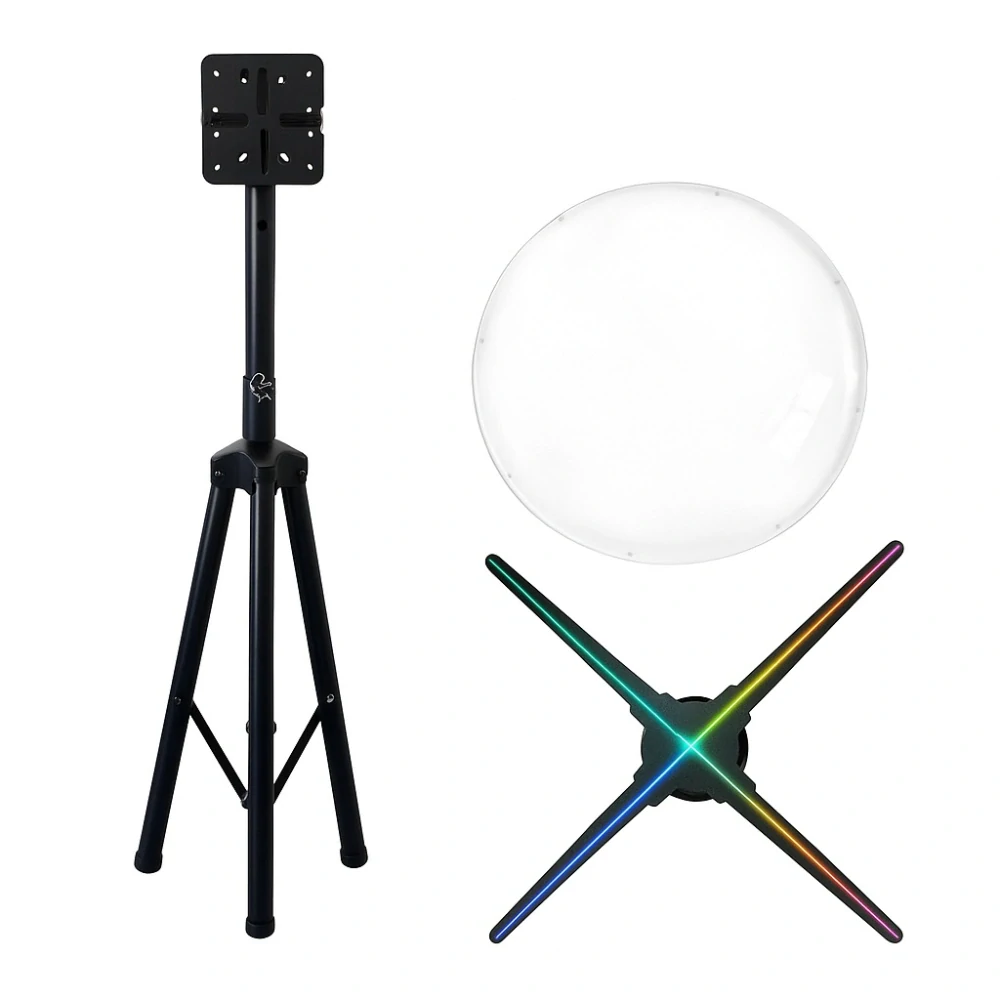 Hologramový 3D projektor 65 cm – set se stojanem a ochranným krytem | 360° holografická reklama