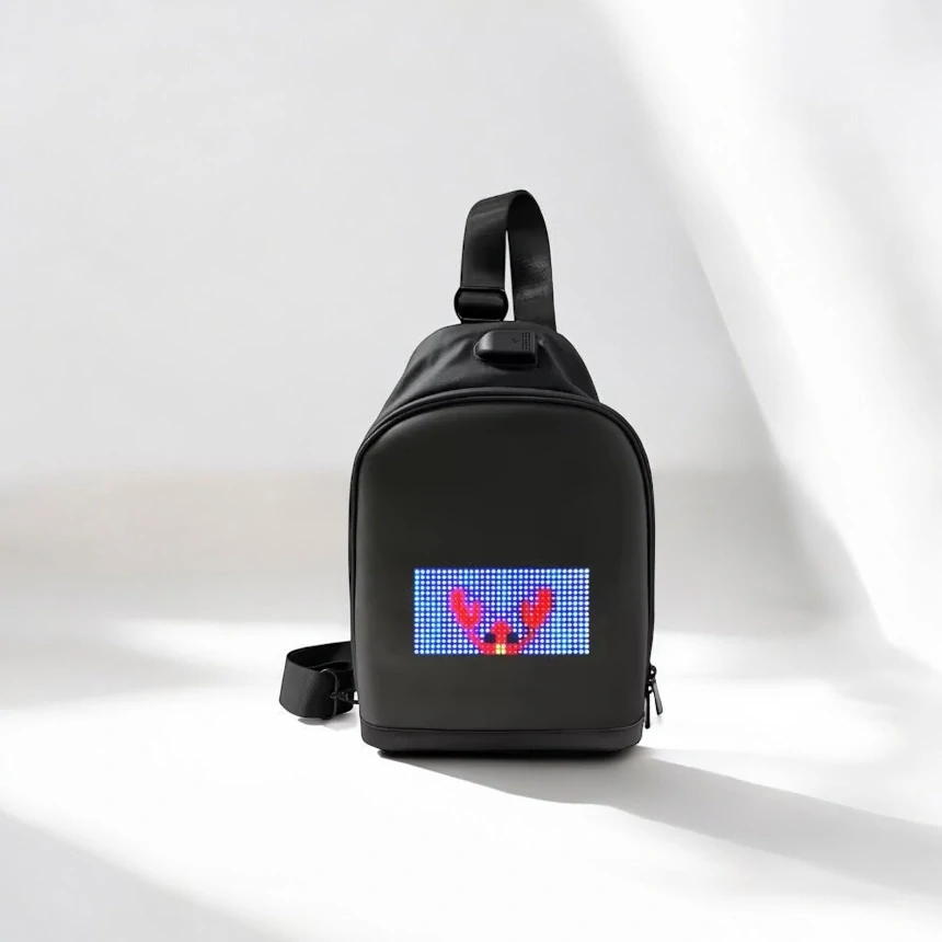 LED Batoh s Bluetooth Displejem - Svítící Sling Bag na Záda pro Cestování, Festivaly a Outdoor