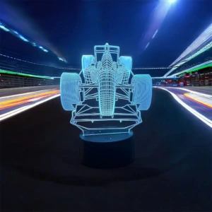 3D LED noční lampička formule – optická iluze závodního auta