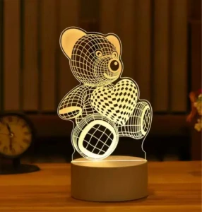 Dětská 3D lampička medvídek – stylová a bezpečná dekorace s holografickým efektem