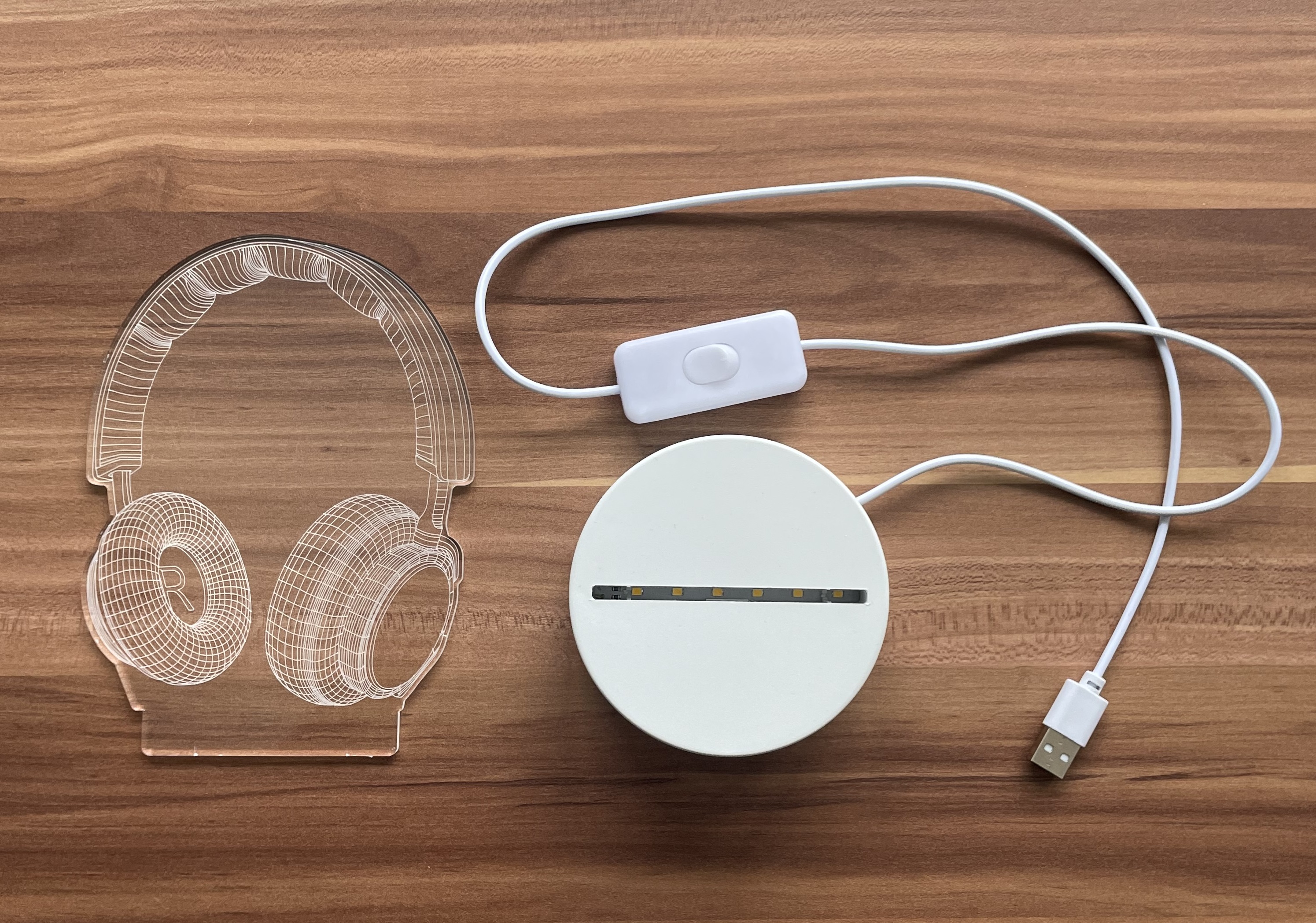 3D LED lampička Sluchátka – stylová dekorace s hudebním nádechem