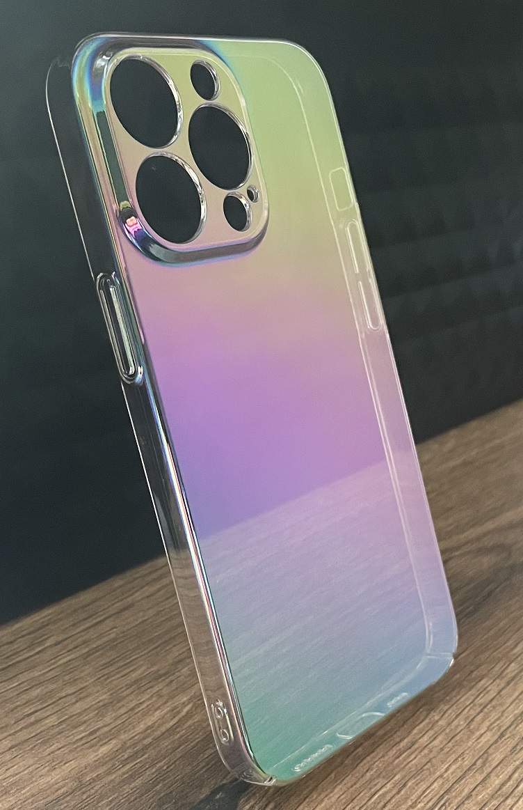 Designový kryt na iPhone 14 Pro s duhovým holografickým efektem