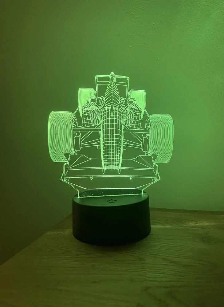 3D LED noční lampička formule – optická iluze závodního auta